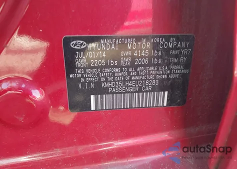 2014 Hyundai Elantra Gt z USA, uszkodzony, nr VIN KMHD35LH4EU218283